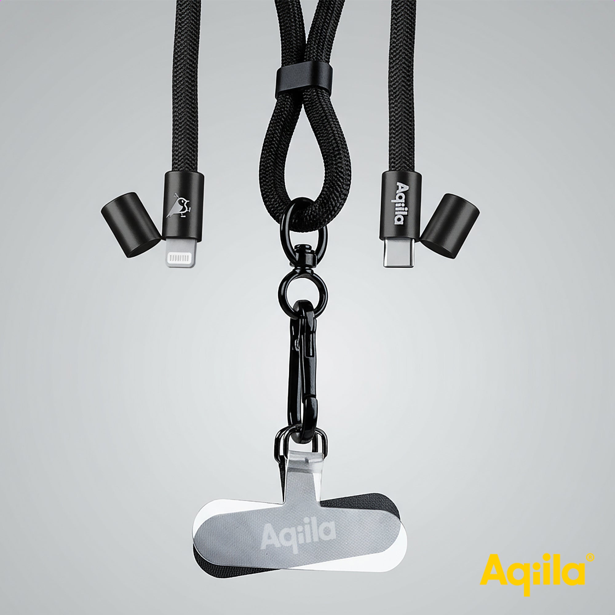 Aqiila halsrem med USB-C till Lightning-kabel svart