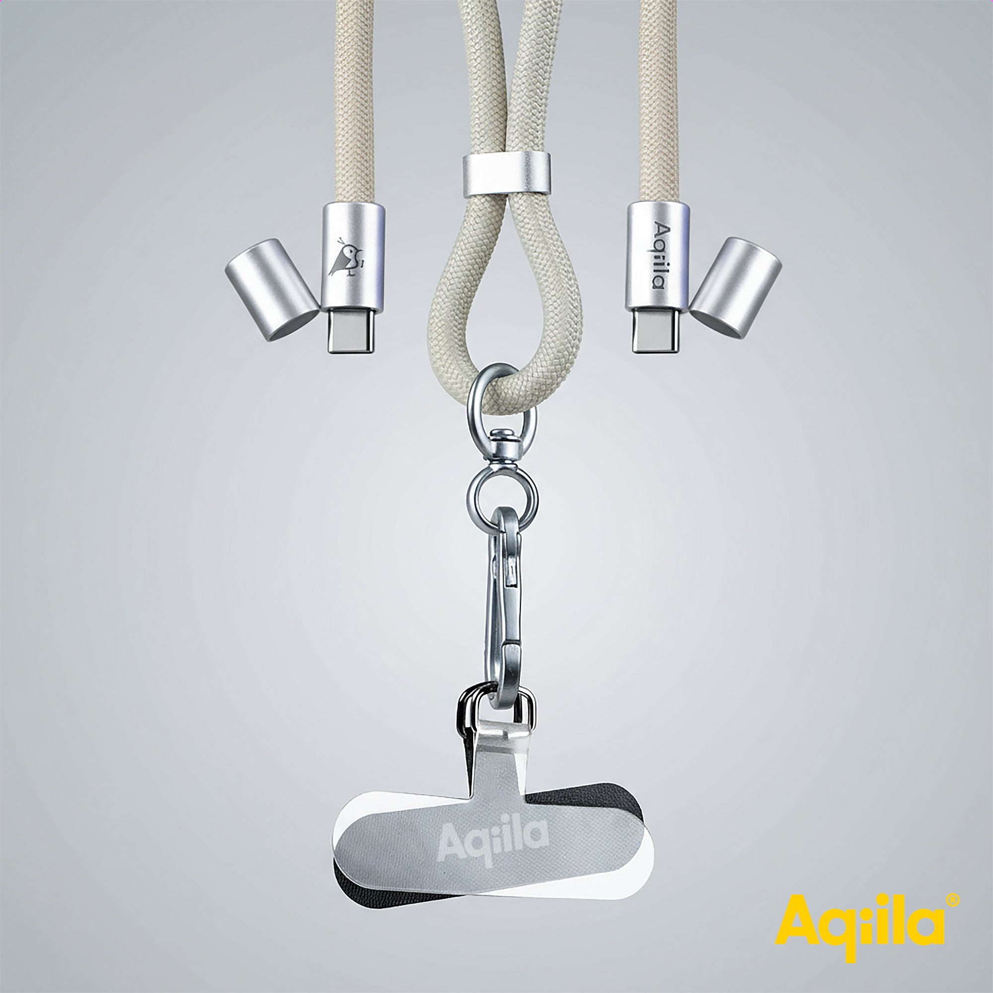 Aqiila halsrem med USB-C till USB-C-kabel sandfärgad