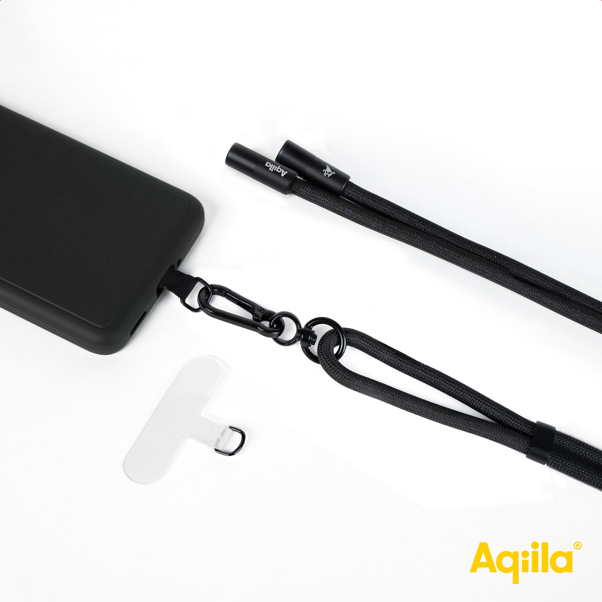 Aqiila halsrem med USB-C till USB-C-kabel svart
