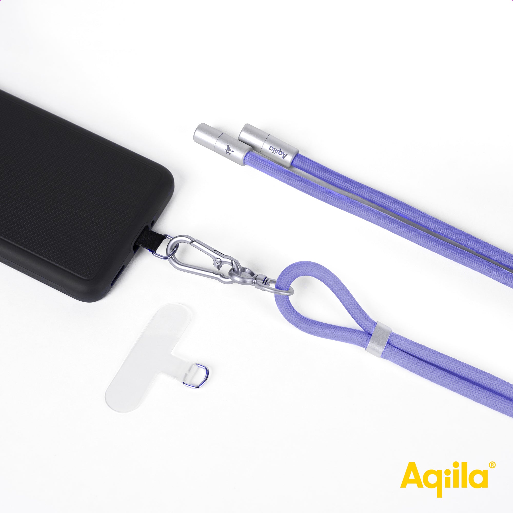 Aqiila halsrem med USB-C till USB-C-kabel lila