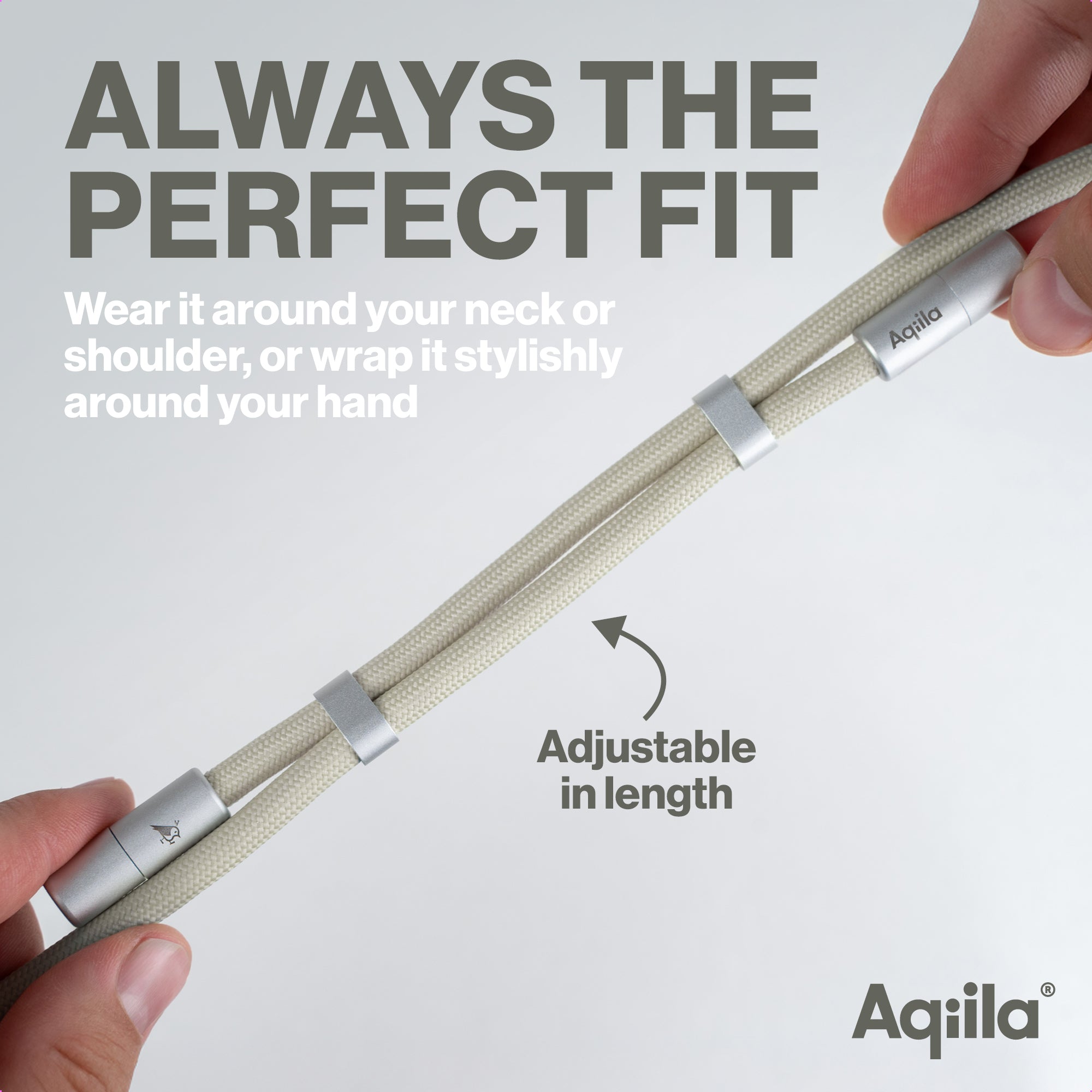 Aqiila halsrem med USB-C till USB-C-kabel sandfärgad
