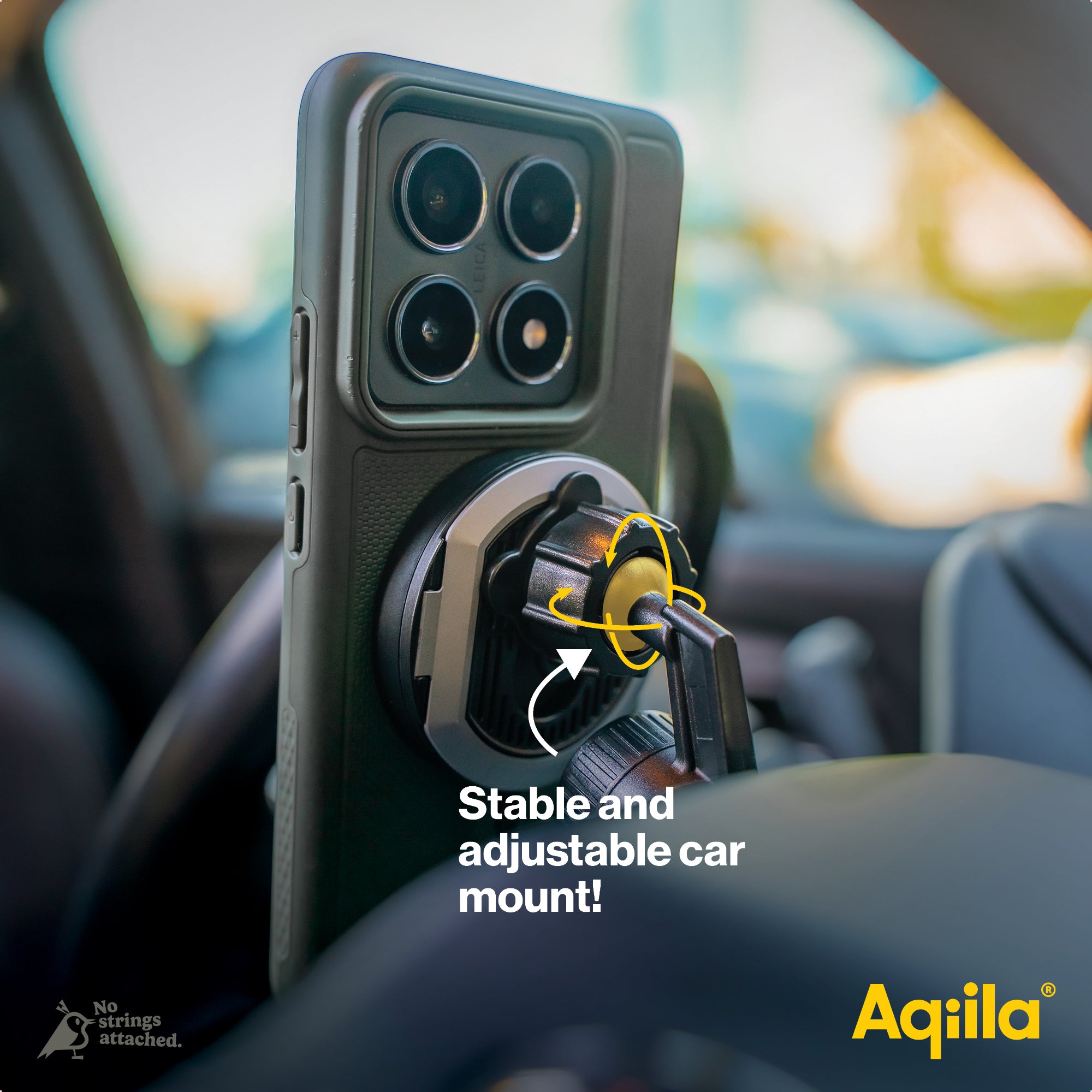 Aqiila Chargebird Qi2 trådlös laddare med universellt bilfäste