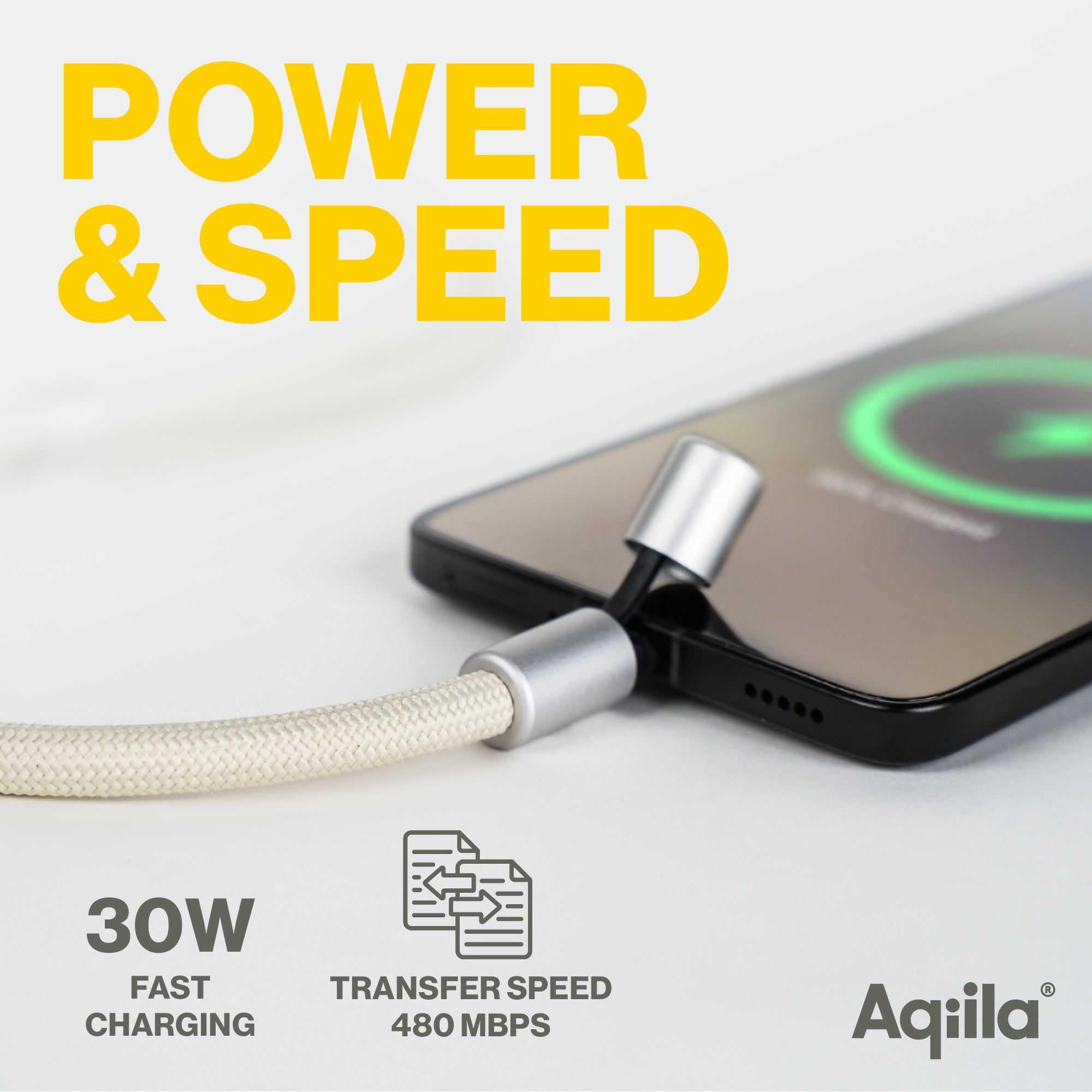 Aqiila halsrem med USB-C till Lightning-kabel sandfärgad