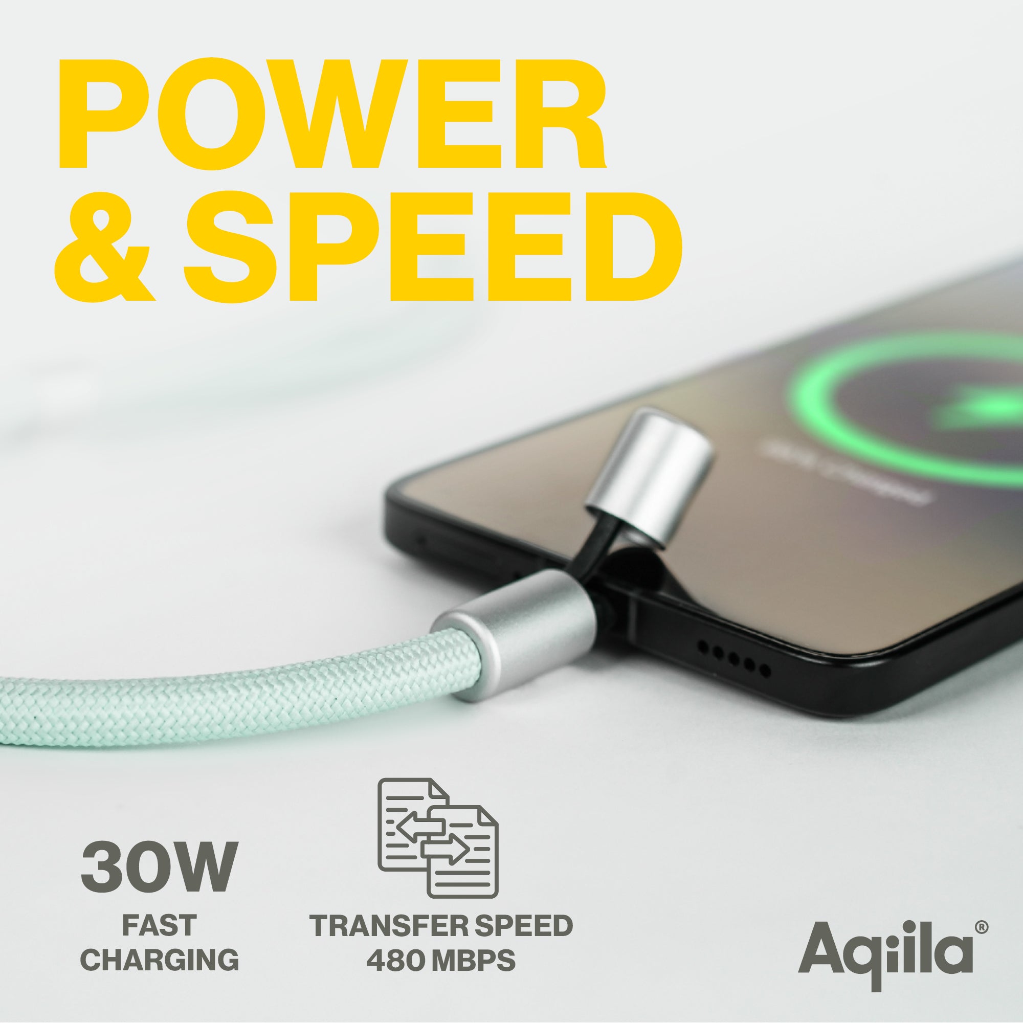 Aqiila halsrem med USB-C till Lightning-kabel grön