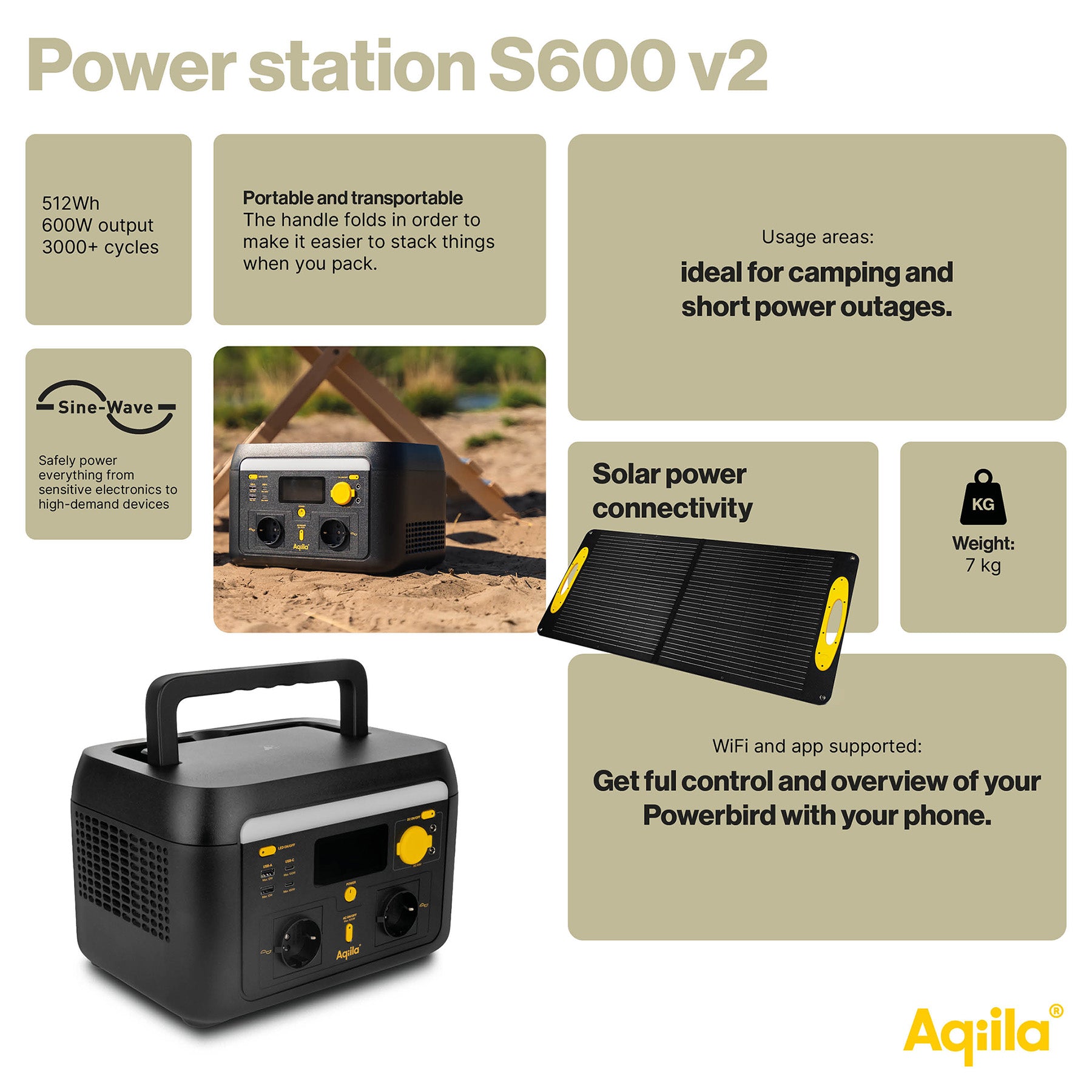 Aqiila Powerbird S600V2 portabel powerstation 600W