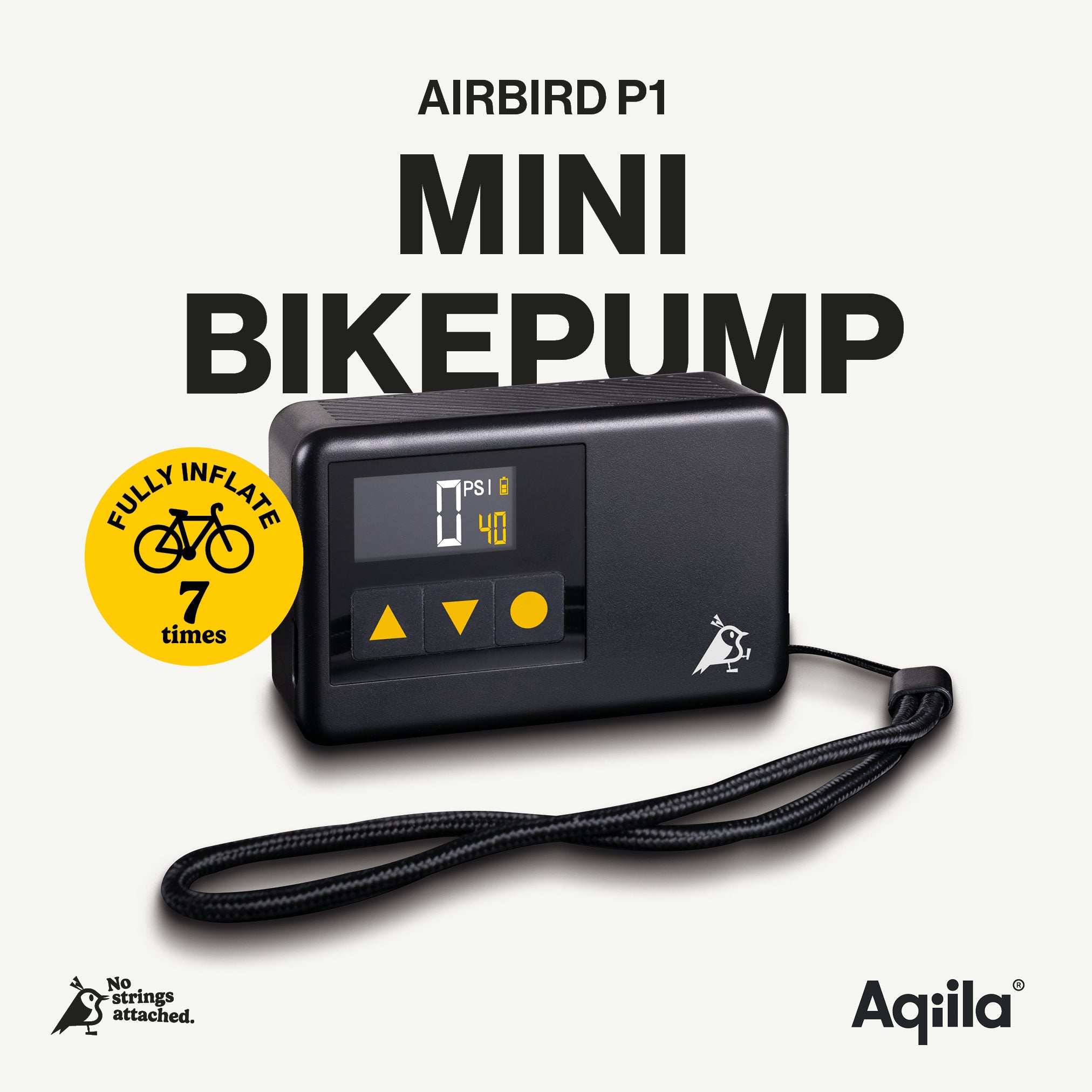Aqiila Airbird P1 laddningsbar cykelpump svart
