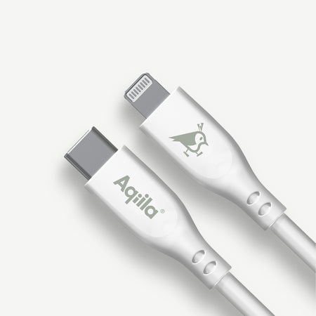 Aqiila Cablebird CS21 kabel USB C till Lightning 30W silikon 1m vit
