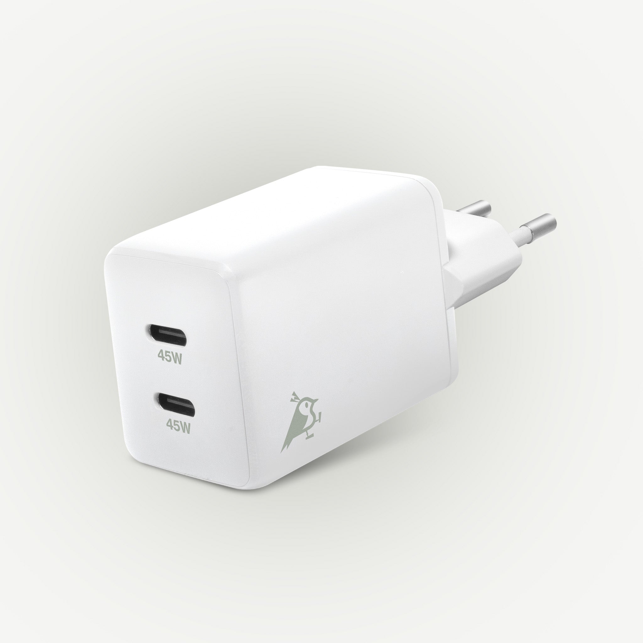 Aqiila ChargebirdW2 GaN-väggladdare 45W vit