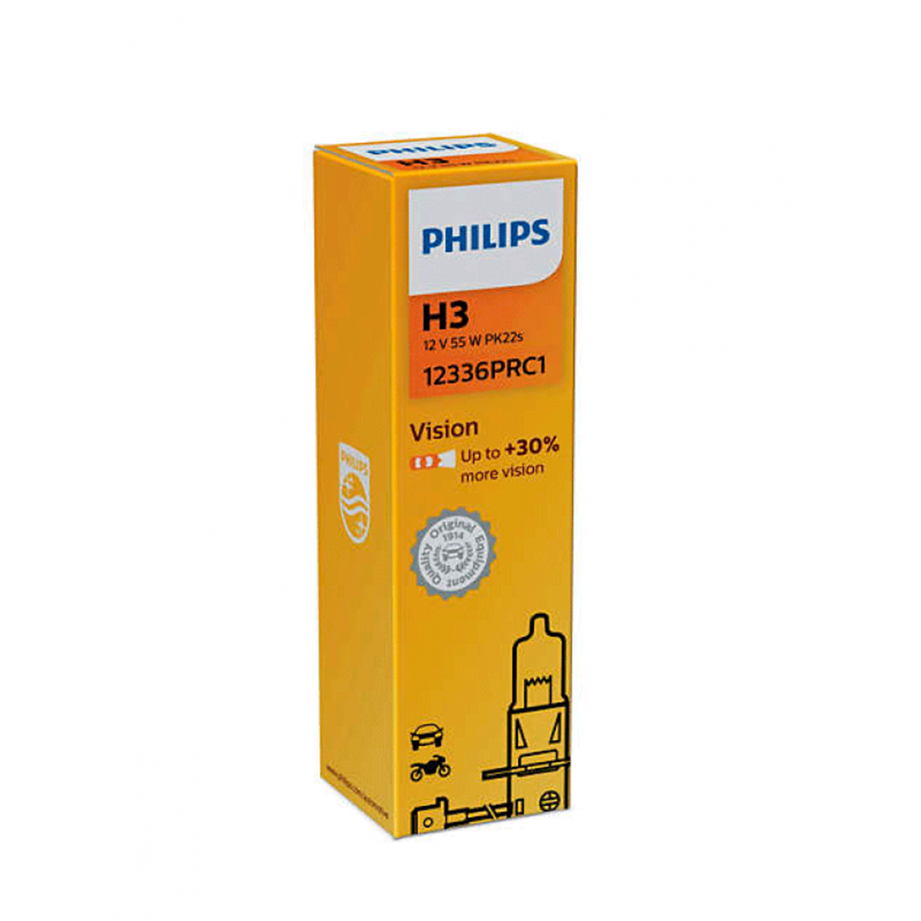 Glödlampa, Fjärrstrålkastare Philips Vision H3, 12V 55W PK22s