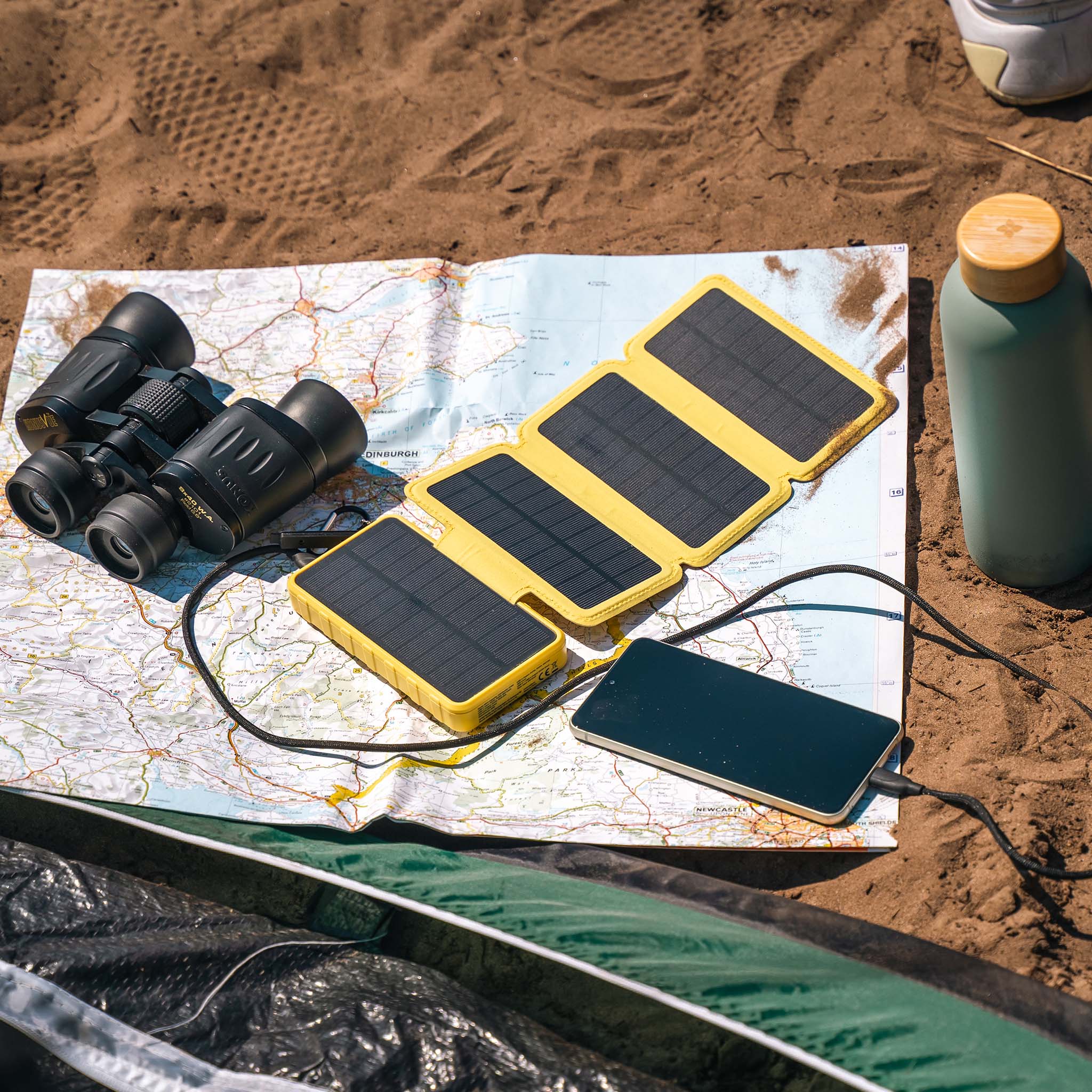 Aqiila Powerbird BS10 solcellspowerbank 10 000 mAh gul