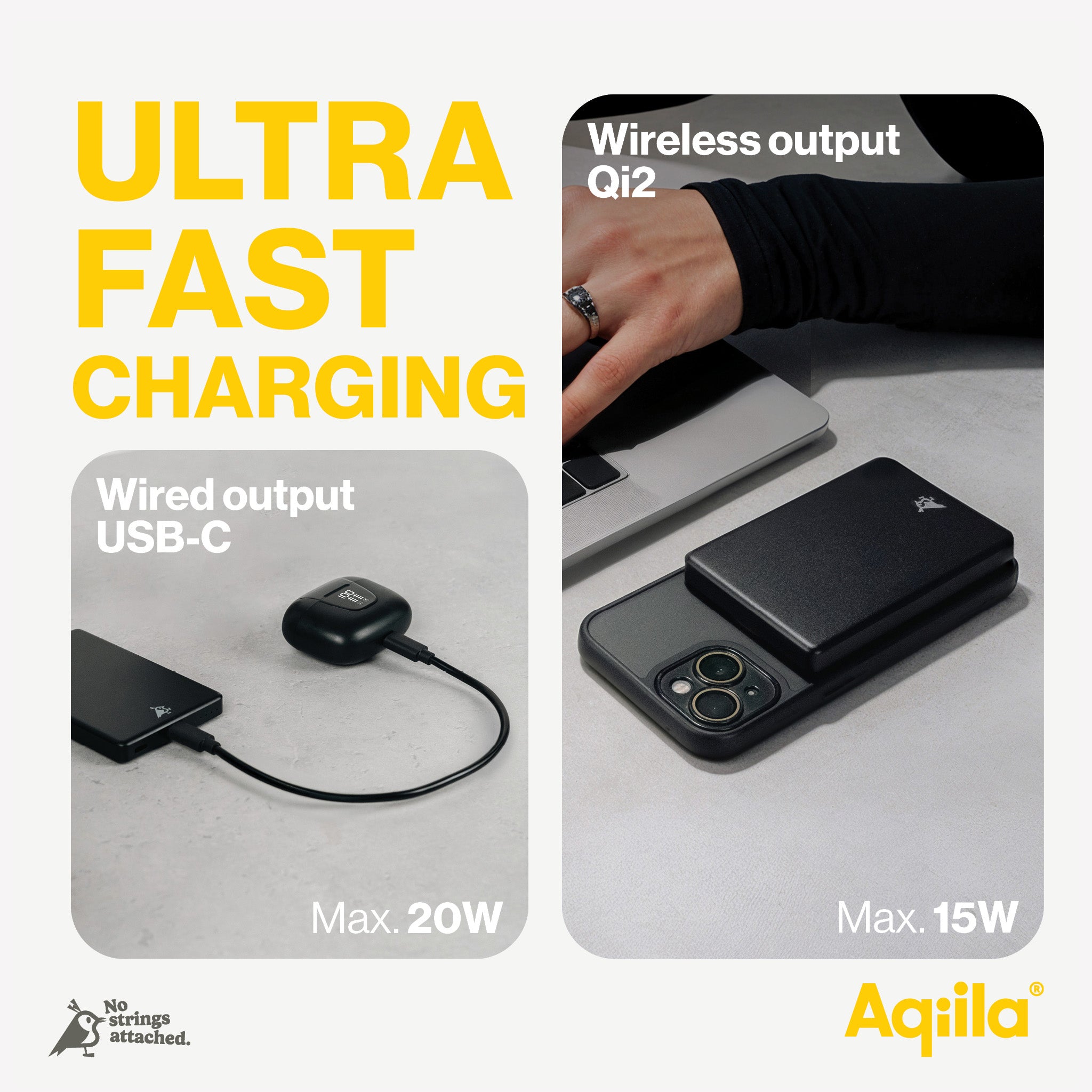 Aqiila Qi2 trådlös powerbank 5 000 mAh