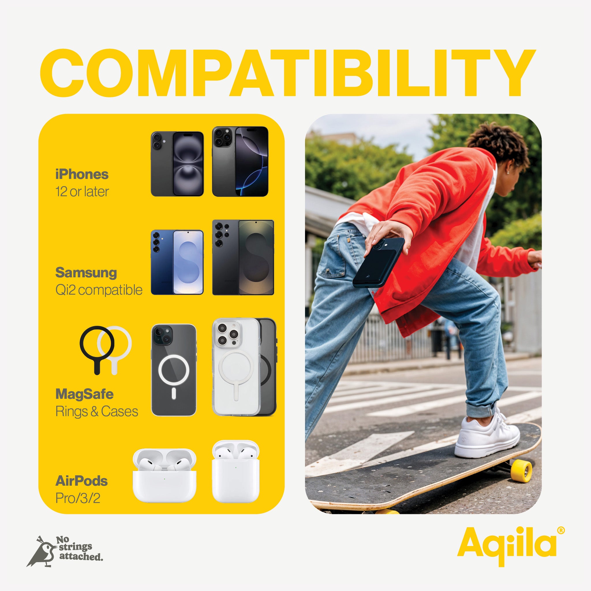 Aqiila Qi2 trådlös powerbank 5 000 mAh