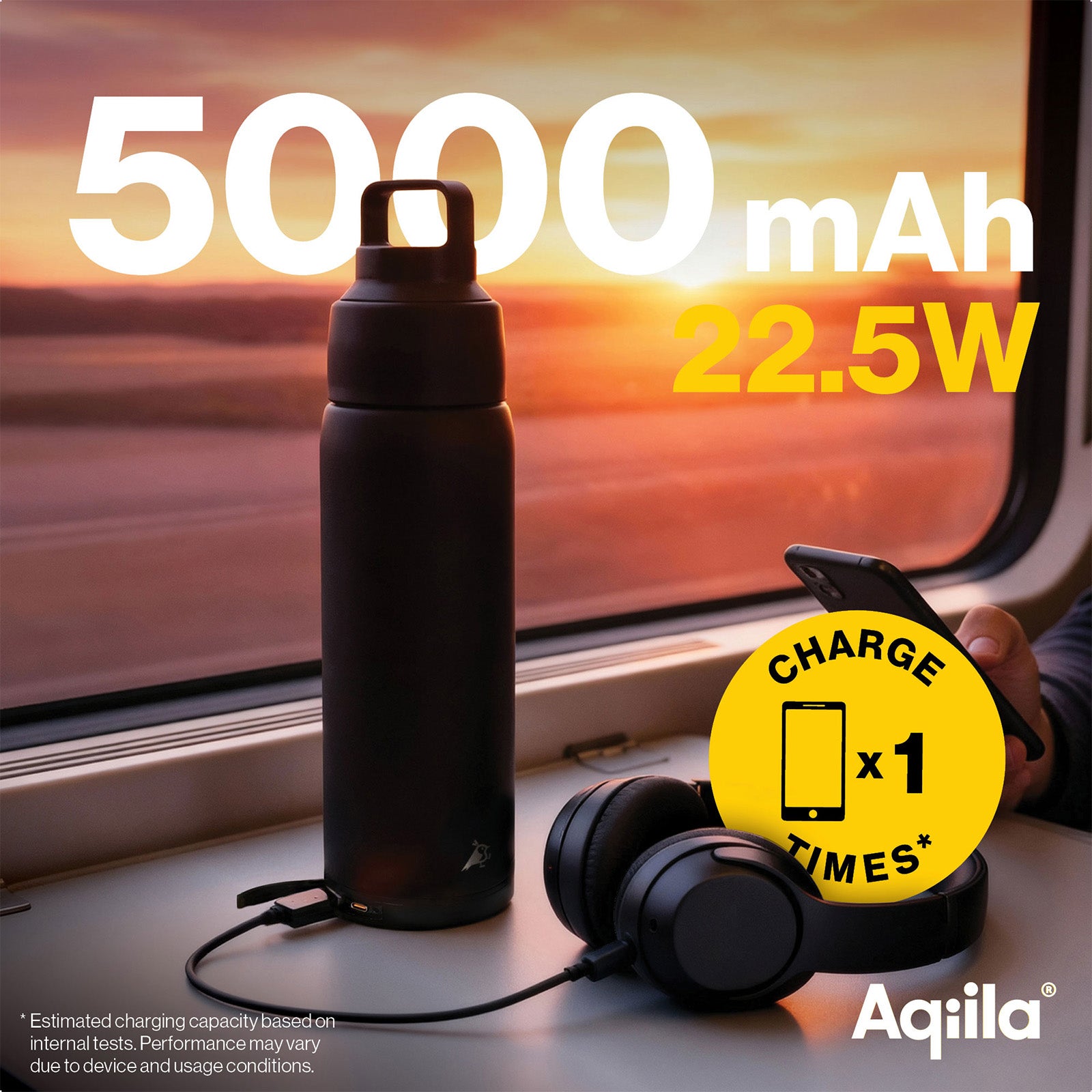 Aqiila Powerbottle 2-i-1 flaska och powerbank