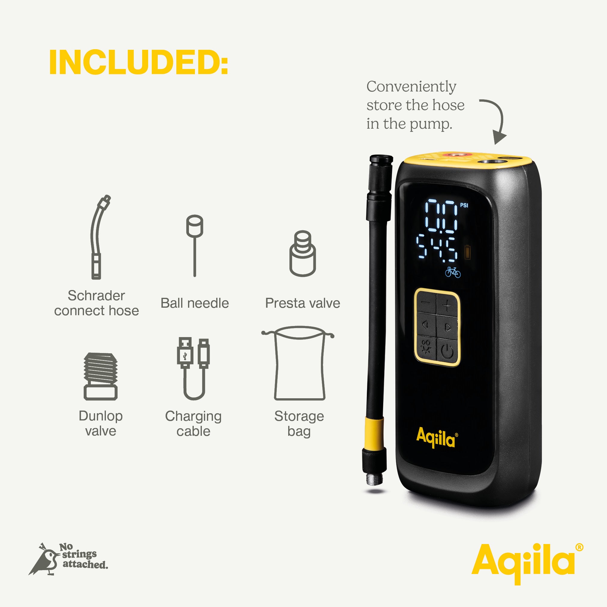 Aqiila Airbird C4 portabel kompressor 4 000 mAh svart