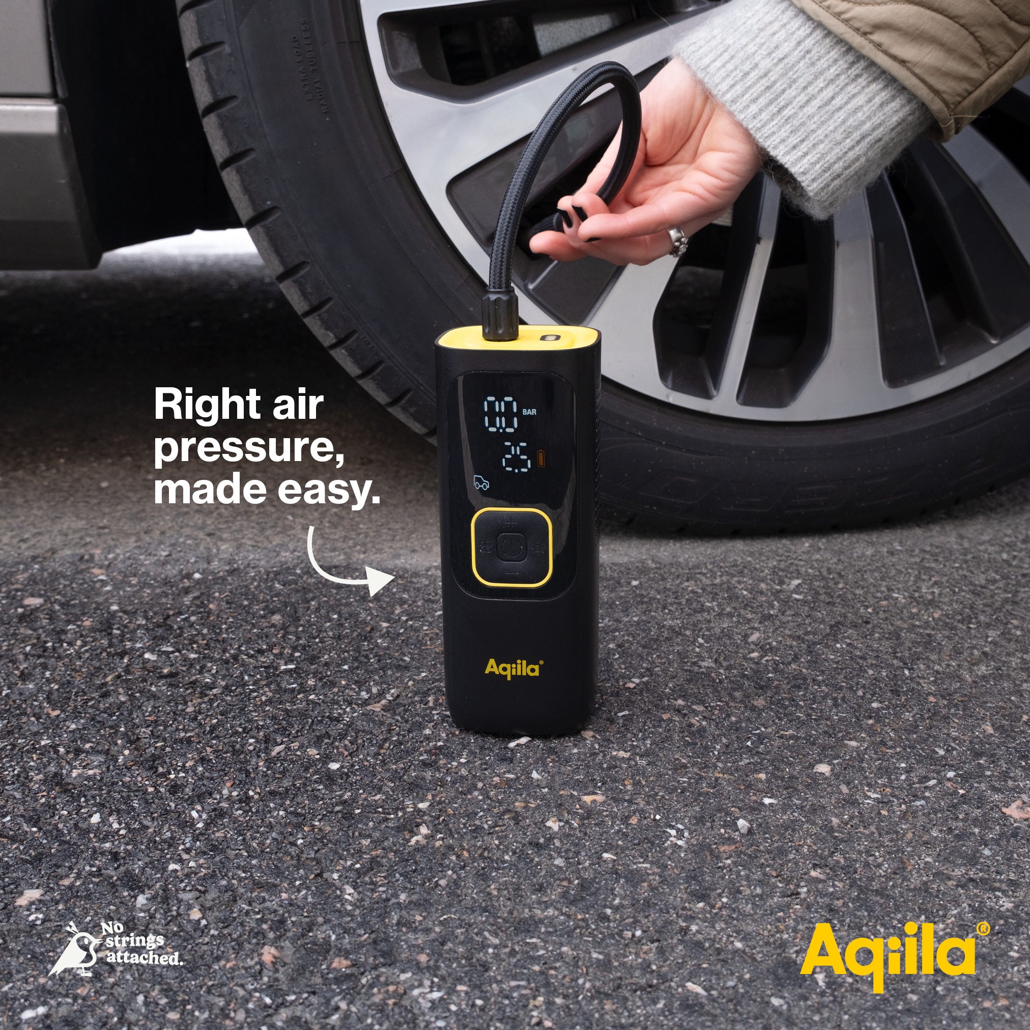 Aqiila Airbird C7 portabel kompressor 7 500 mAh svart