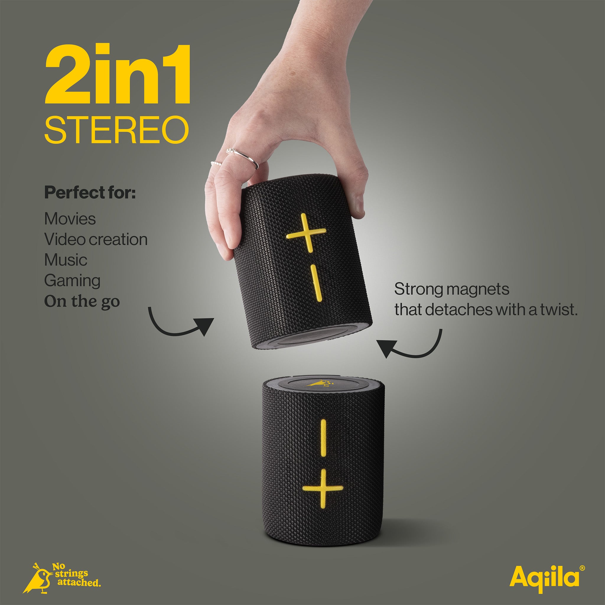 Aqiila Soundbird Duo Bluetooth-högtalare 2 400 mAh 10W svart